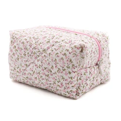 Borsa per il trucco delle donne con stampa floreale di grande capacità articoli da toeletta cosmetici borsa quadrata borsa da viaggio Organizer per il trucco borse per il trucco