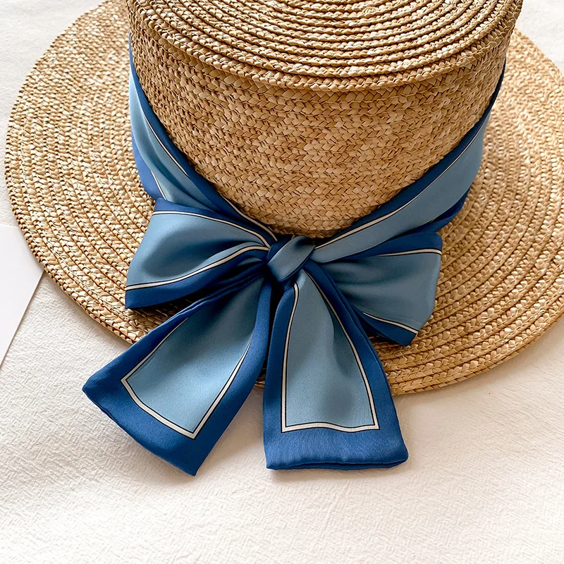 Frühling/Sommer Einfarbiges Band-Outdoor-Tuch 6*115cm Dekoratives Langes Stirnband Damen-Satin-Halstuch – Detail 7
