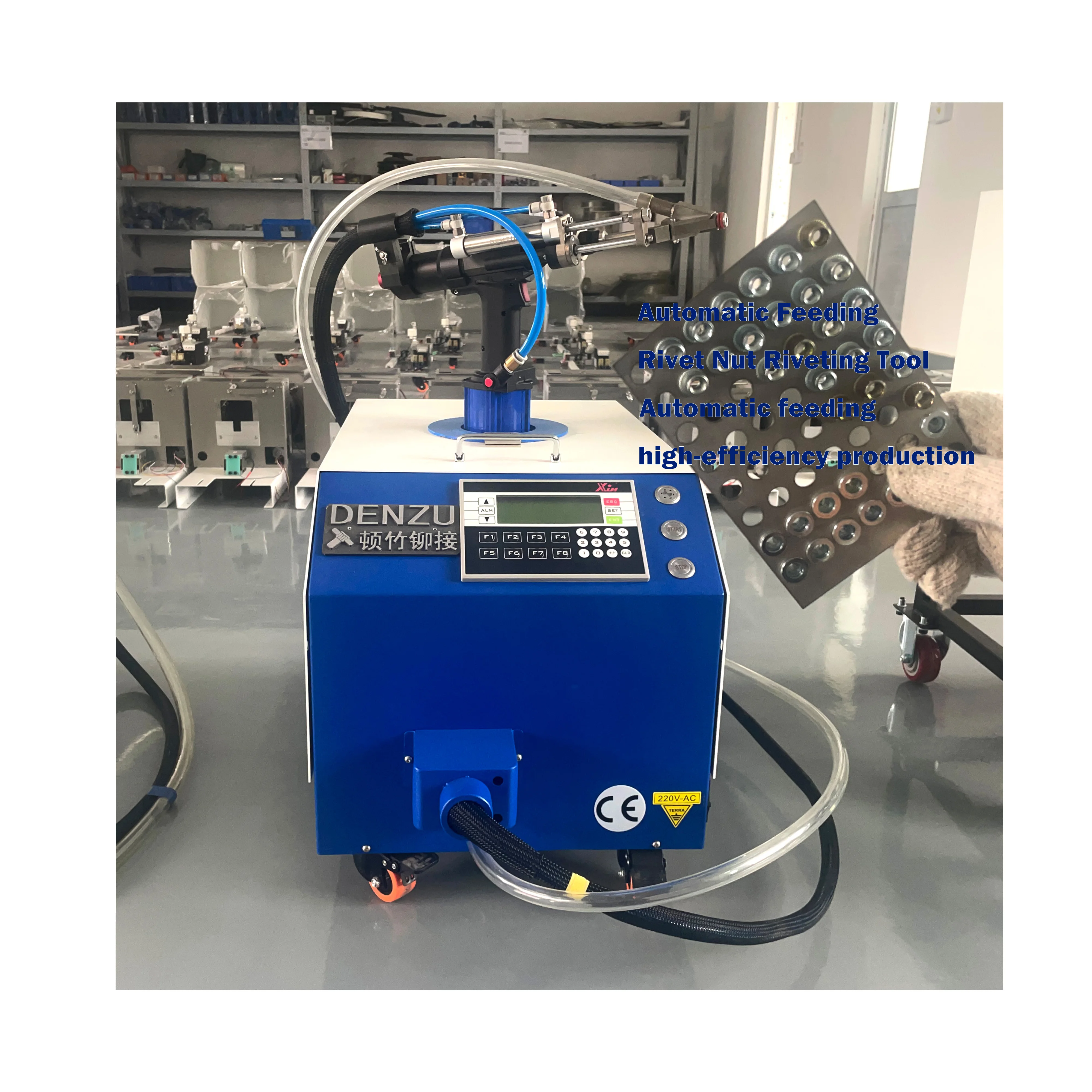 Industrial grade automatic feeding rivet nut machine pneumatic riveting nut gu n PLC intelligence system motor pump M6 riveting