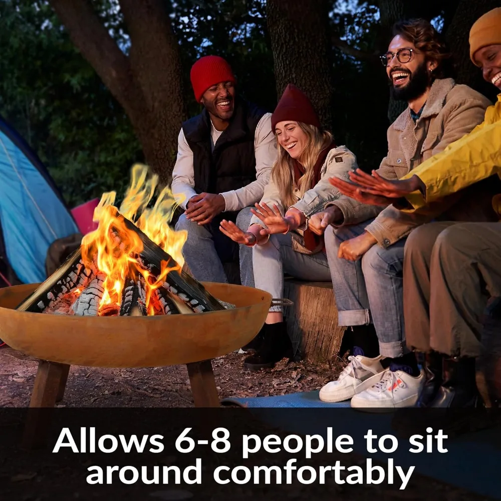 34-Inch Outdoor Cast Iron Fire Pit Bowl with Handles - Heavy-Duty Wood-Burning Fire Pit for Patio with Oxidized Finish