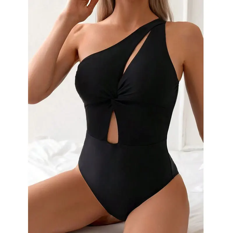 

Solid Monokini One Piece Swimsuit 2025 New Bathing Suit One Shoulder Swimwear Women Swimming Costumes Sexy Bodysuit Beachwear