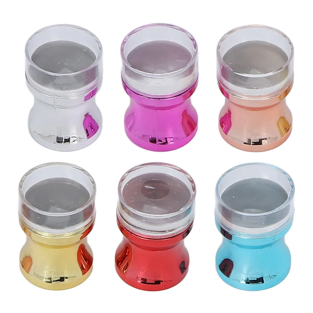 6pcs Transparent Nail Art Stamper Silicone 6 Colors Manicure Stamper DIY Nail Decoration Professional Stamping Stamping Tool Set
