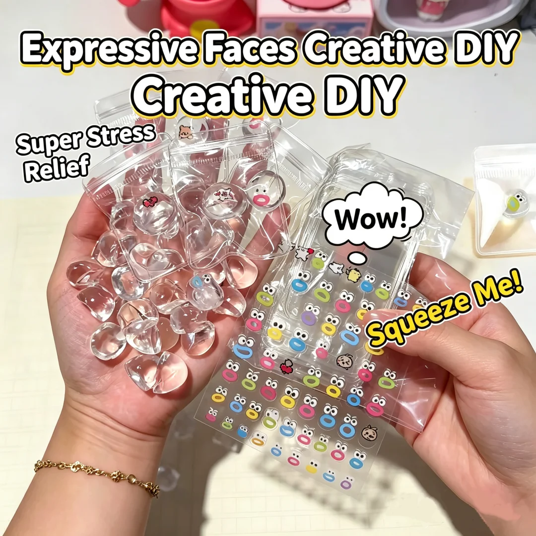 10/20/30Pcs Mini DIY Squishies Expression Squeeze Fidget Toy Emotion Fidget Poppers Sensory Fidget Toys Cute Desk Accessory Gift