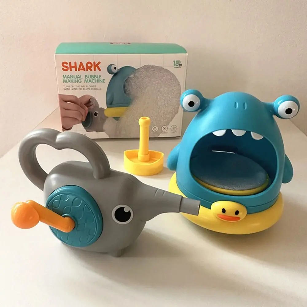 Cartoon Haie Und Krabben Form Baby Bad Spielzeug Manuelle ABS Blase Maschine Schaum Maker Blasen Blase Spielzeug