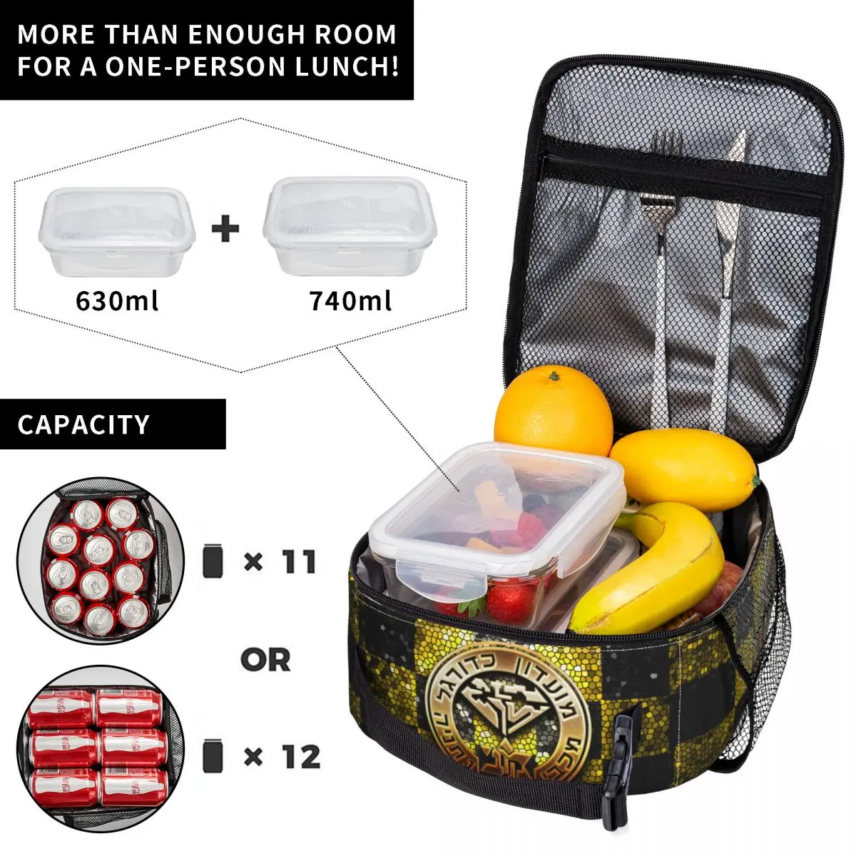 Israel Maccabi Netanya Fc Portable Lunch Bag Tote Insulated Lunch Box Container Storage Bag