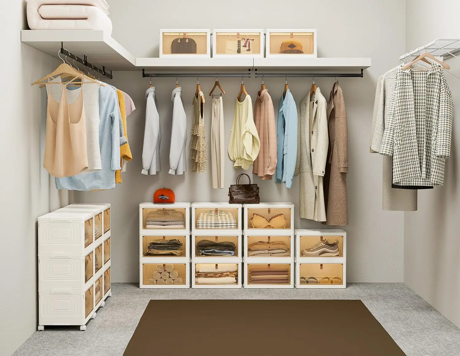 Closet Organizers and Storage 93Qt 3 Pack Closet Organizer Boxes for Clothes Stackable Storage Bins Foldable Storage Box for Clo