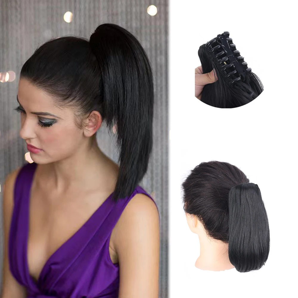 12 Inch Synthetic Short Straight Claw Ponytail Cocked Ponytail Jaw Clip Hairpieces Clip On Hair Extension Accessories