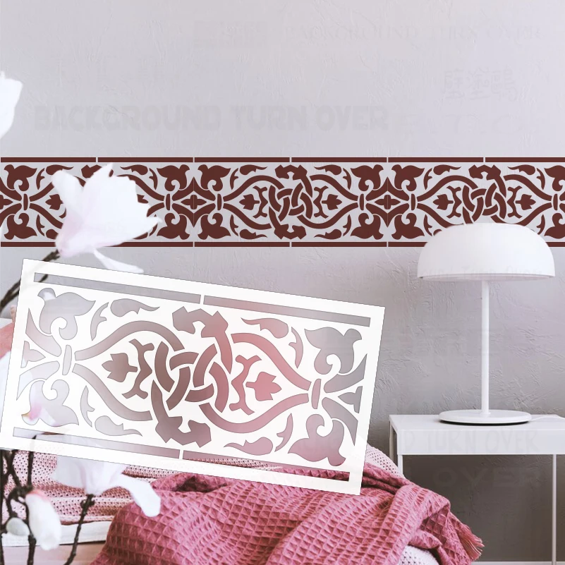 43cm - 86cm Stencil Wall Decor For Painting Decorative Template To Paint Putty Decors Classic Divider Border Retro Vintage S562