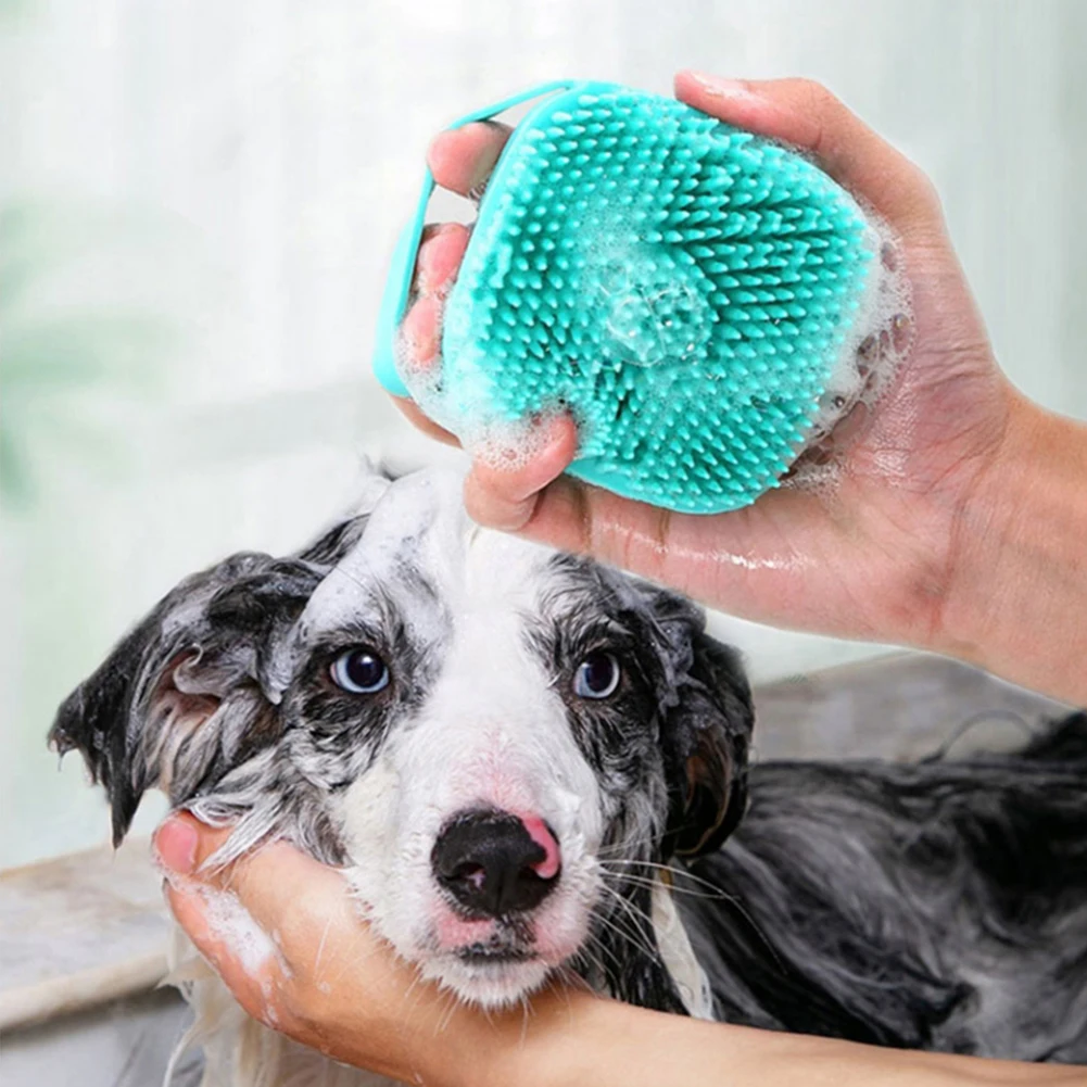 Sarung Tangan Pijat Kamar Mandi Anjing Kucing Besar Anak Anjing Aksesori Hewan Peliharaan Silikon Keselamatan Lembut untuk Anjing Kucing Produk Tas Peralatan