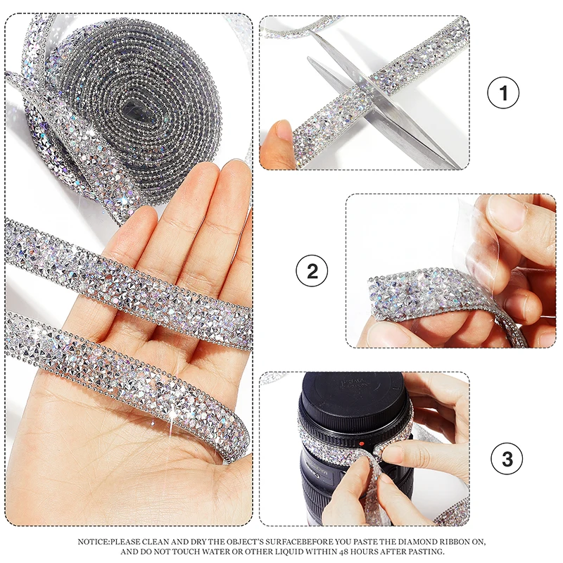 Ducrystal 10mm Self-adhesive Resin rhinestone Trim Glitter Crystal rhinestone Ribbon for DIY Shoes, bags, Dresses Decoration