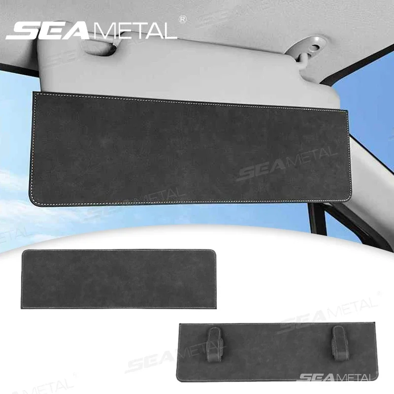 SEAMETAL Car Sun Visor Extension Panel Suede Anti Glare Sun Shade Protection Cover No Visual Blocking Sun Visor Plate Extender