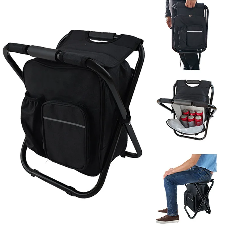 

Portable Folding Outdoor Chair Multifunctional Camping Fishing Insulated Cooler Stool Backpackable Stools