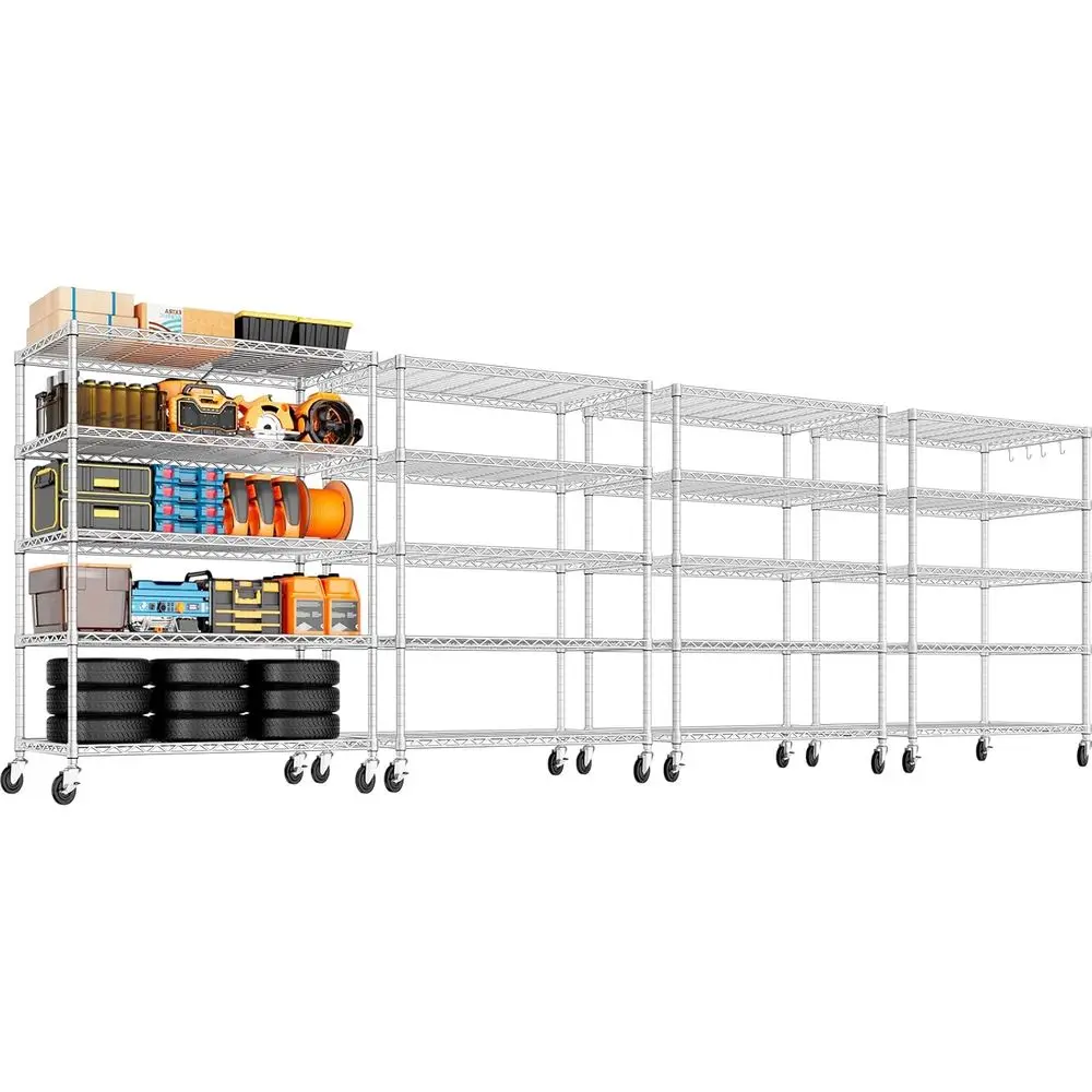 

48 W x 24 D x 81 H Heavy-Duty Wire Shelving with Wheels, 3000lbs Capacity, Adjustable, Rolling Rack for Commercial Use