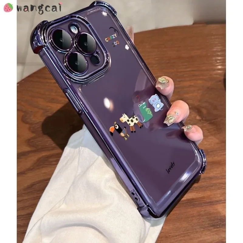 For Motorola MOTO G84 G54 G52 G30 G20 G10 iTEL A70 Phone Case Transparent Plating Four Corners Anti-Fall Couple Cute Soft Cover