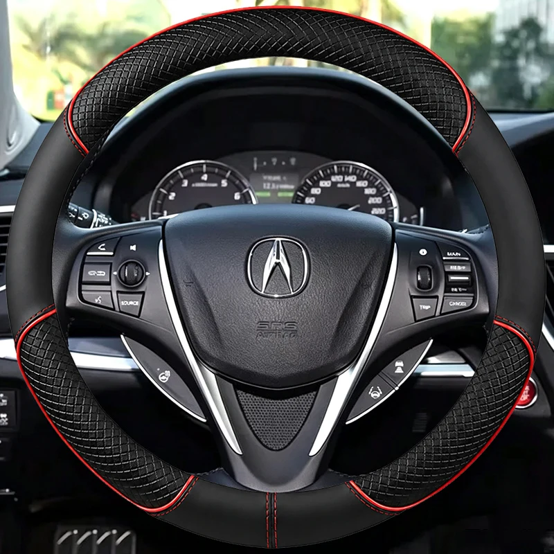 Hand Stitched Black Perforated Suede Leather Car Steering Wheel Cover for Acura Tlx  Tlx-l 2016 2017 2018 2019 2020