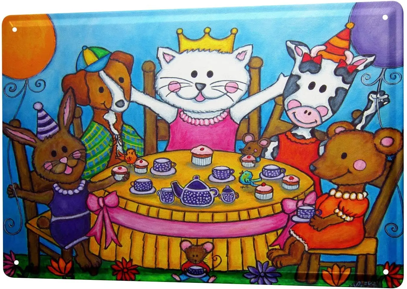 LEotiE SINCE 2004 Tin Sign Metal Plate Decorative Sign Home Decor Plaques 30 x 40 cm Fun Ravtive Cat Crown Celebration