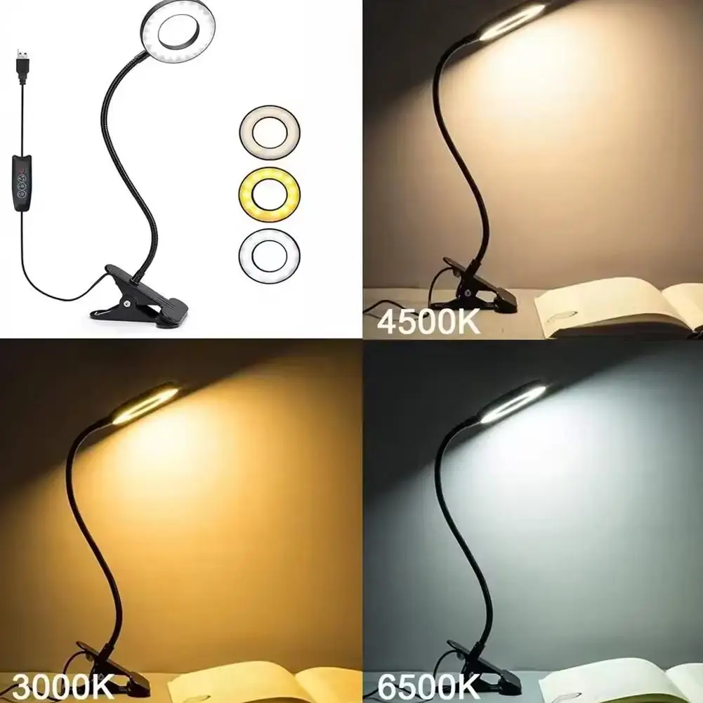 LED Desk Lamp Clip Study Lamp USB Book Lamp Eye Protection Student Reading Supplementary Light Desktop Clip Lamp