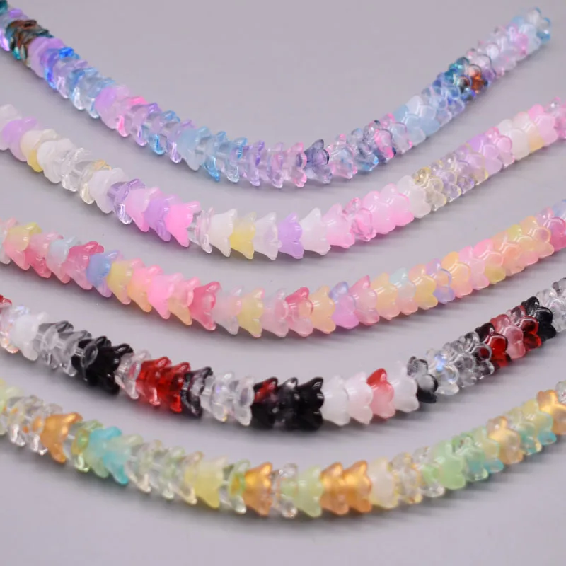 Bell Orchid Flower Czech Crystal Glass Beads Colorful Trumpet Flower Lampwork Beads For Jewelry Making DIY Craft Supplies