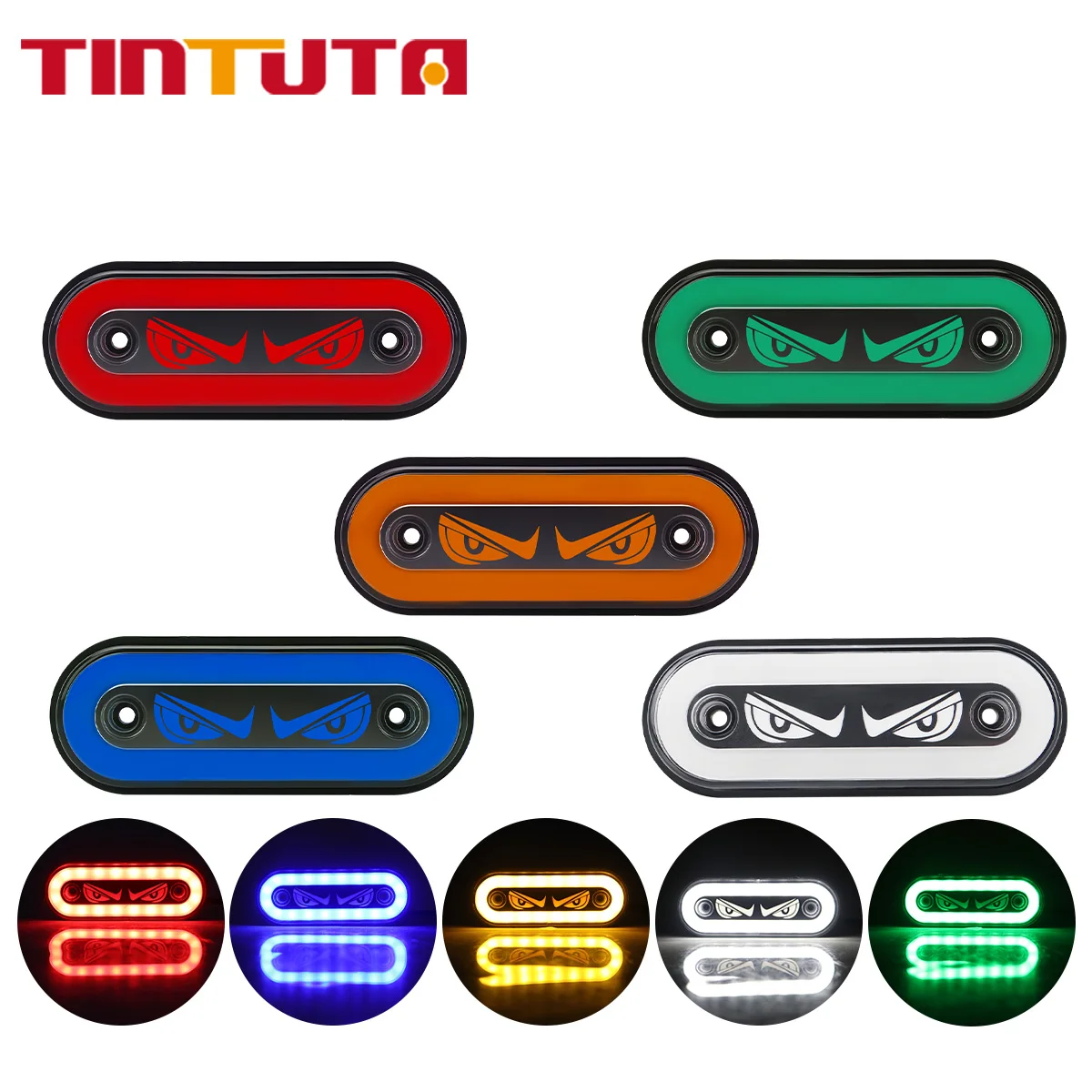 1Pc 12V-24V Truck LED Side Marker Light Car Demon Eye Exterior Side Marker Flash Warning Light Signal Light Van Clearance Lights