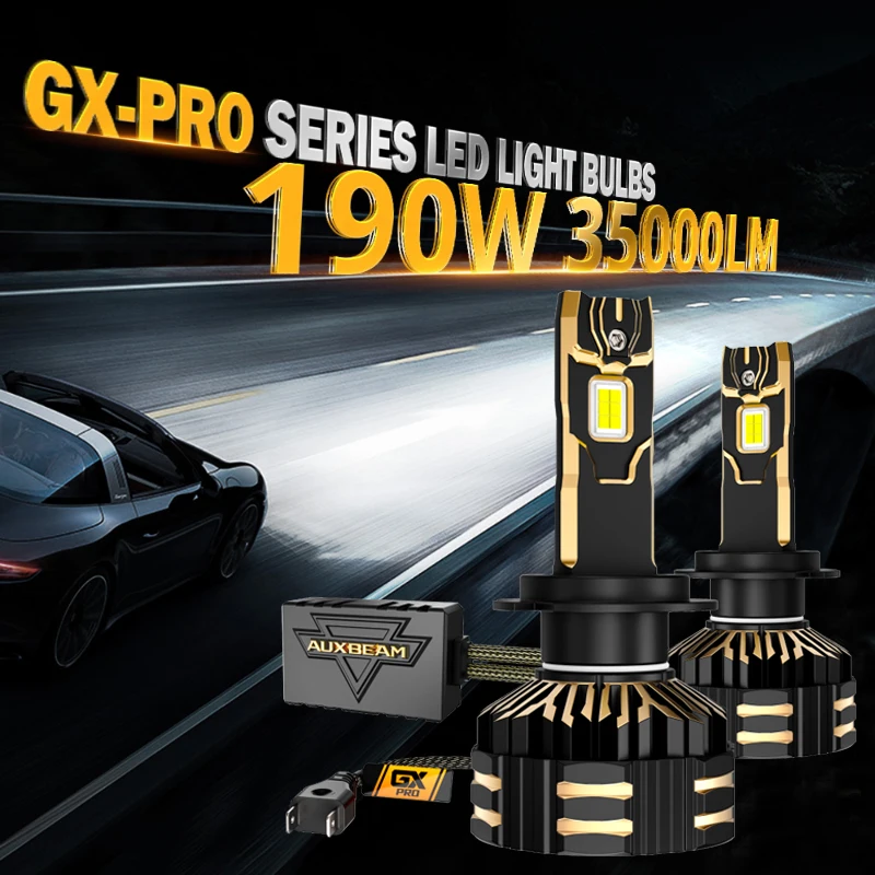 AUXBEAM GX-PRO Series 35000LM 190W 6500K Cool White Led Headlight Bulbs 9005/9006/9012/H4/H7/H11