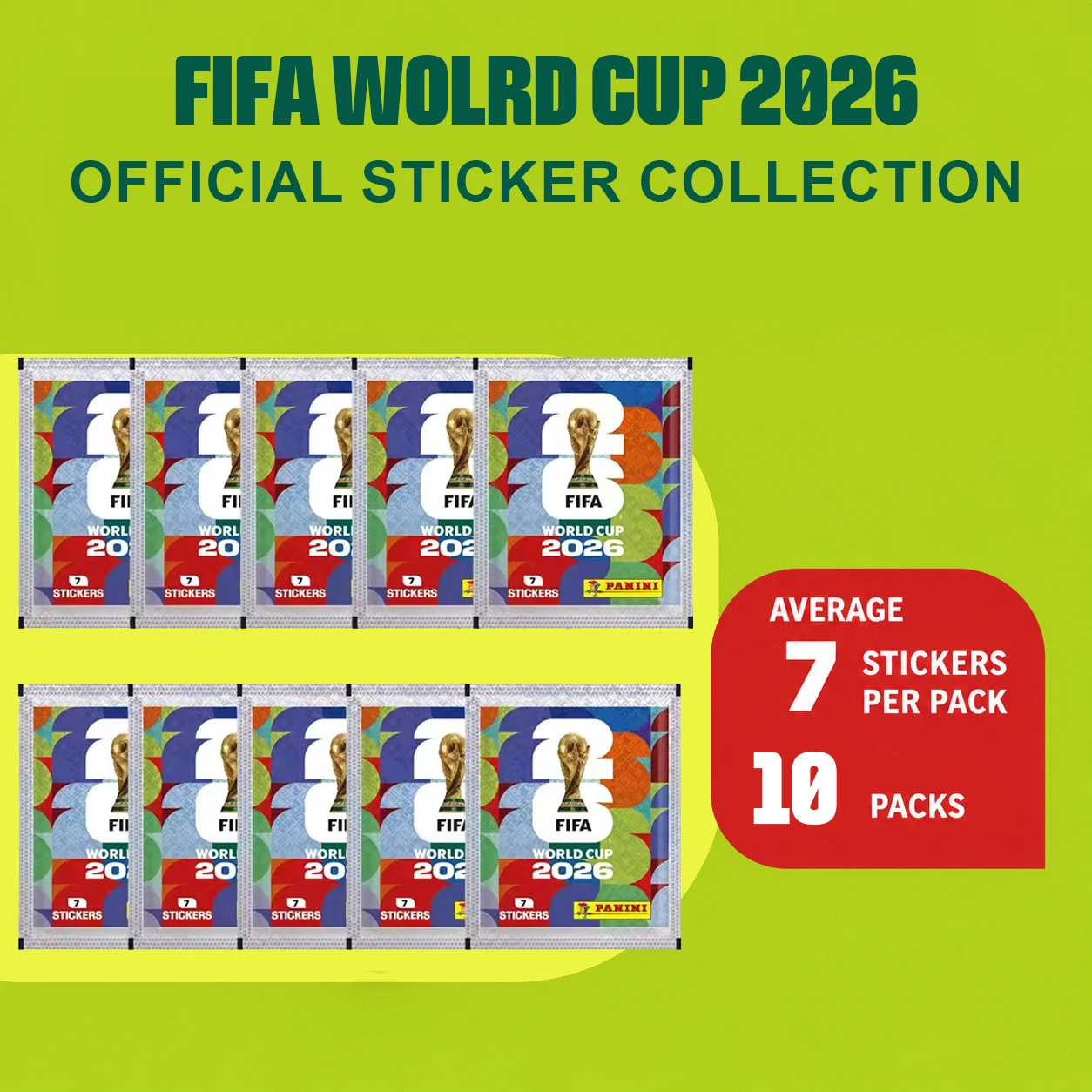 Autocollants officiels Panini Coupe du Monde 2026 – Packs/Albums de 10/30/50 autocollants et cartes à collectionner pour fans de football