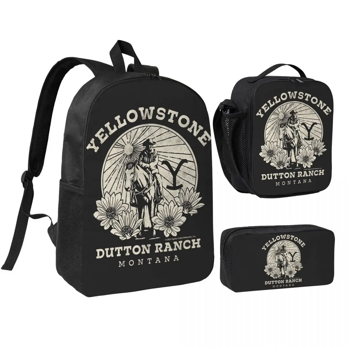 Yellowstone Dutton Ranch Backpack Boys Girls BookBag School Bag Shoulder Bags 3ps Insulated Lunch Bag Pencil Case