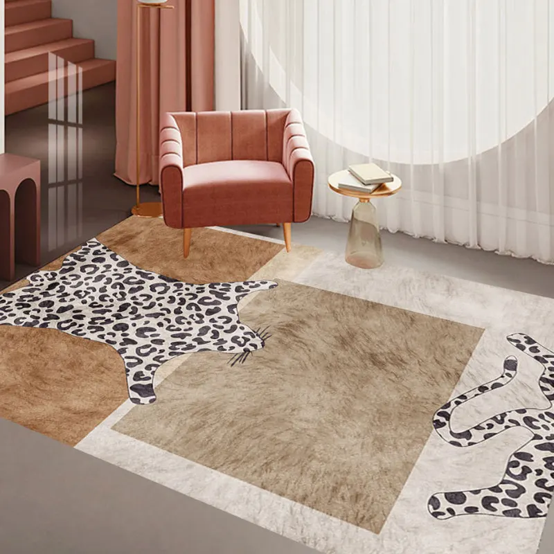 Beast Animal Skin Floor Rug Pink Light Luxury Carpets For Girl's Bedroom Modern Design Home Decor Living Room Area Carpet Mat