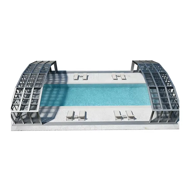 Modern DIY Design Automatic   Enclosed Swimming Pool Cover with Flat Polygonal Roof for Backyard Patio Outdoor Inground P