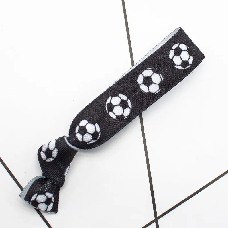 20Pcs Soccer Volleyball Print Sports Elastic Hair Band Ponytail Holder Hair Ties HeadBand Hair Accessories Bracelet Wristband