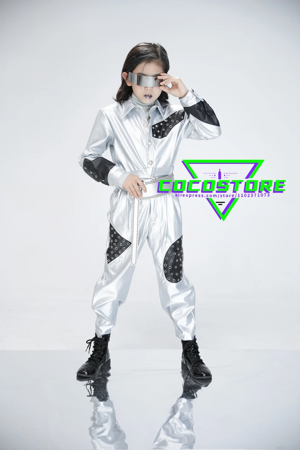 Silber Jazz Dance Kostüme Für Kinder Mode Bühne Tragen Für Kinder Jungen und Mädchen Hip Hop Street Dance Kinder Leistung Kleidung