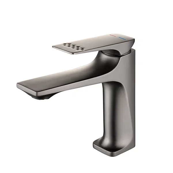 Full copper basin faucet gun gray bathroom washbasin household cream wind bathroom faucet hot and cold light luxury