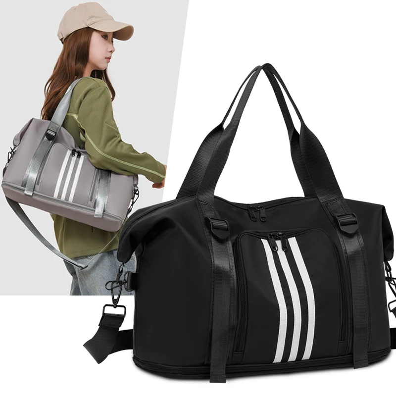 

Unisex Large Travel Bag Multi-Functional Duffle Tote Bag Handbags Nylon Waterproof Shoulder Bag Women Wet Dry Pockets Gym Bags