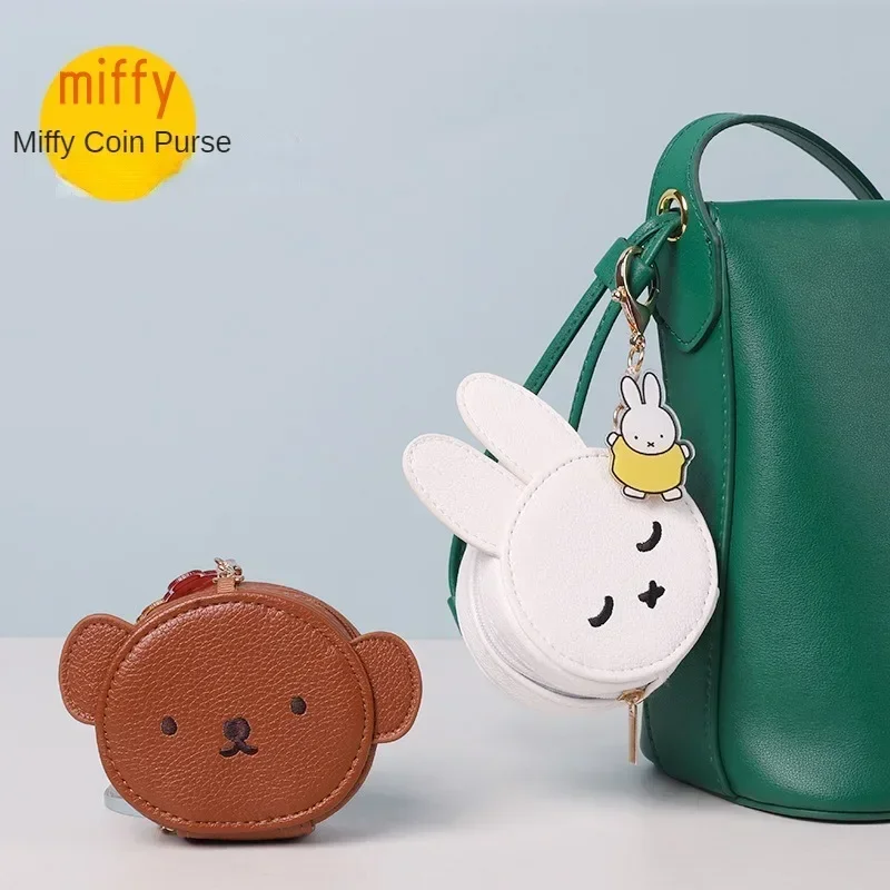 New Product Miffy Abbit Coin Wallet Earphone Bag Pendant Lovely Kawaii Key Buckle Small Gifts PU Fashion Female  Accessories