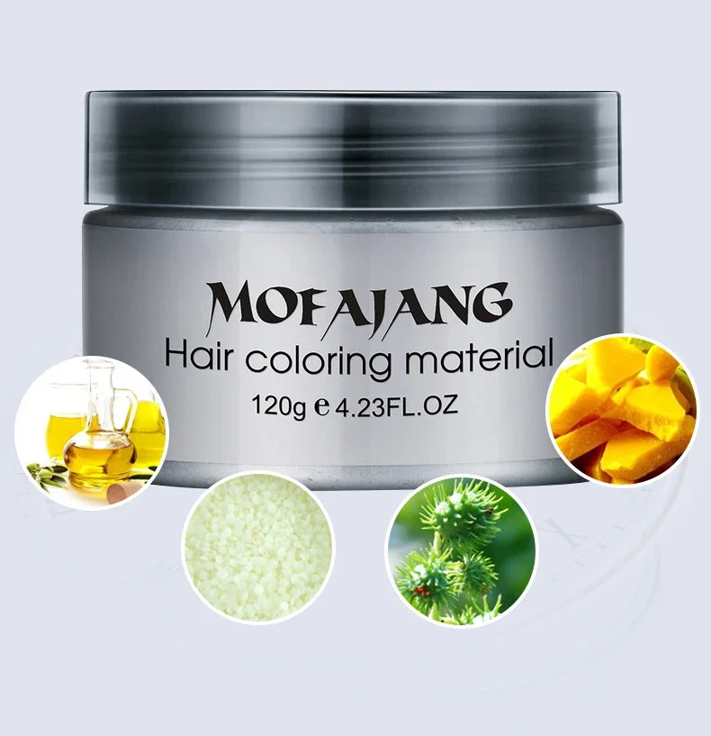 1pcs Mofajang Hair Color Wax Pastel Blue Hair Dye Sliver Color Mud Paint Coloring Hair Wax gel 7 Colors