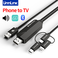 Unnlink Phone to TV Cable Mirror Cast Android Lightning Phone to HDMI Converter with Bluetooth Audio for iPhone Samsung