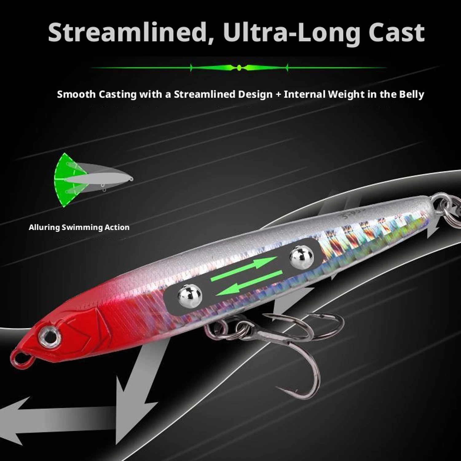 5 Stück sinkende Bleistiftköder 10g 14g 16g 18g 24g Wobbler Swimbait-Set mit Haken Popper Meeresfischerei-Köder Künstlicher Köder (Geschenk-Köderbox) – Detail 2