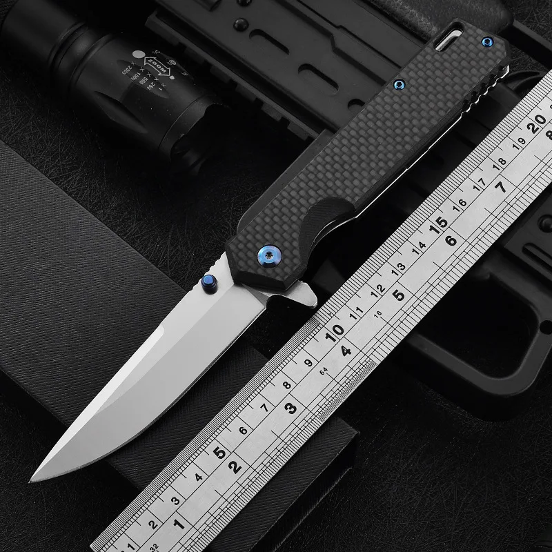 Carbon Fiber Handle Folding Knife D2 Blade High Hardness Camping Tactical Outdoor Knives EDC Tool