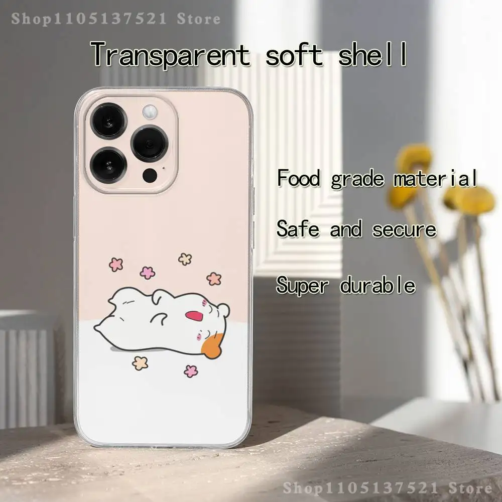 Simpatica custodia per telefono Oruchuban Ebichu per iPhone 17,16,15,14,13,12,11 Pro,Max,Plus,X,XS,XR,SE4,E Mini Cover morbida trasparente