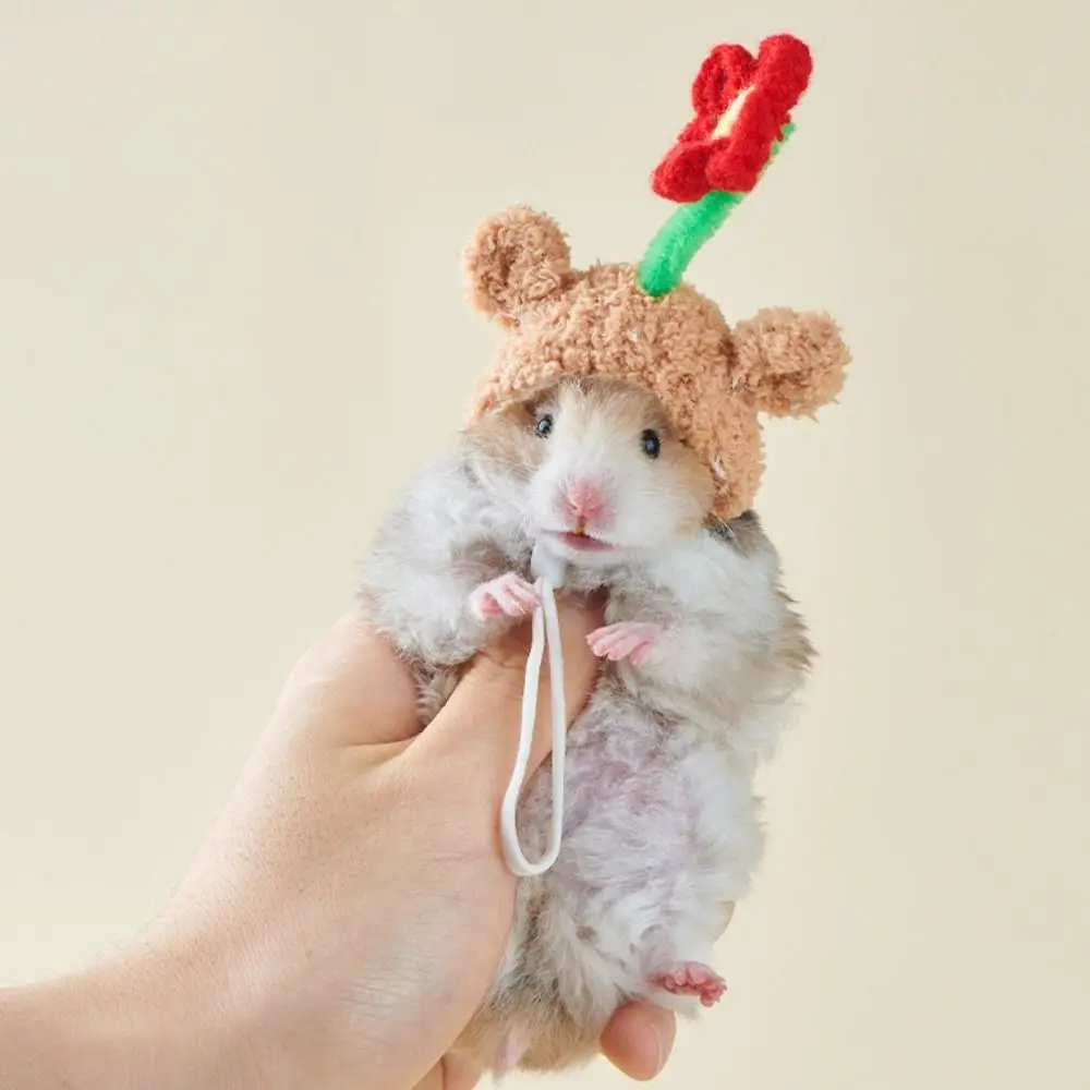 Decorative Hamster Wool Hat Breathable Adjustable Mini Pet Hat Soft Crochet Knitted Hamster Hat For Birds Rat Guinea Pig