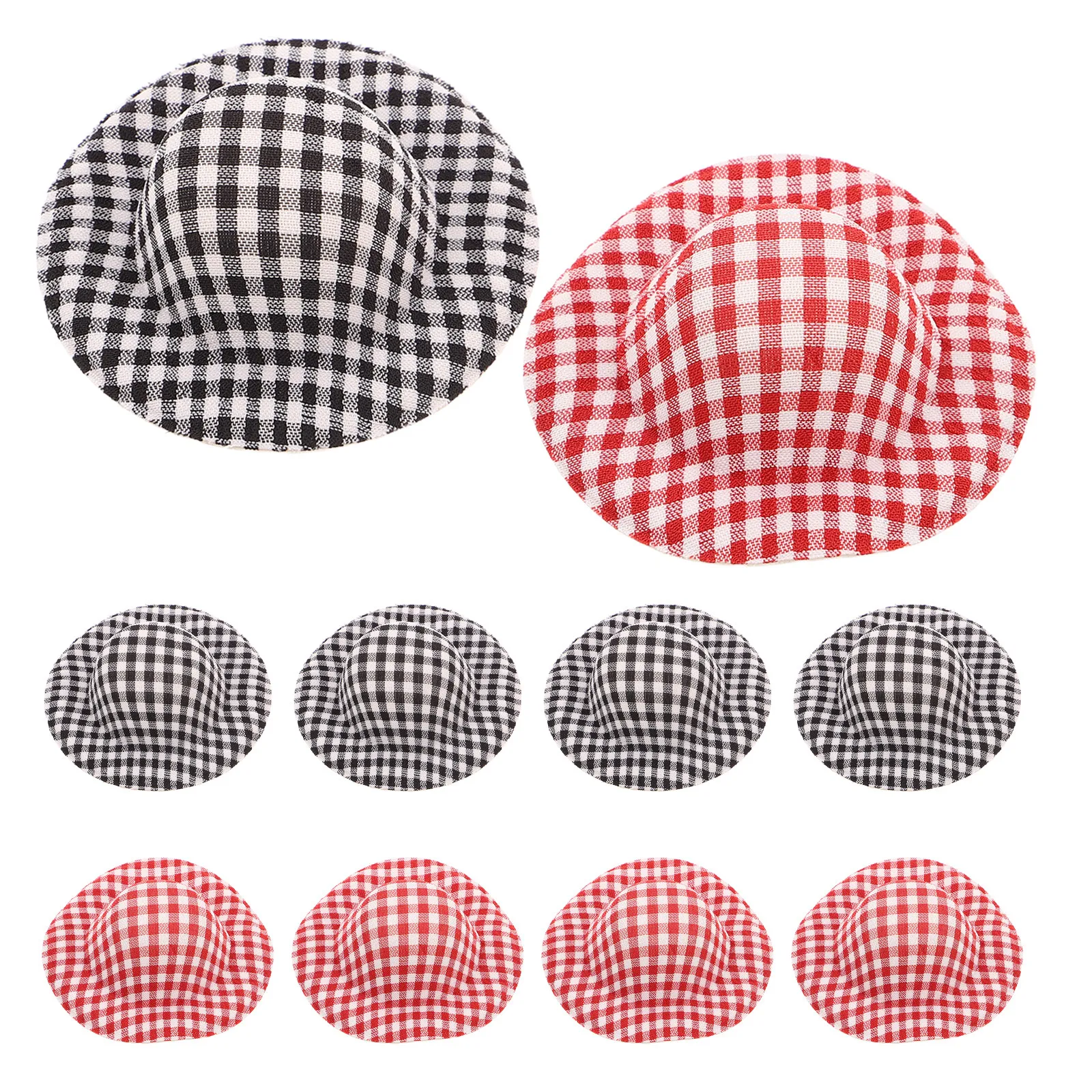 

20Pcs Mini Plaid Hats for Crafts Party Decorations Dollhouse Accessories Lightweight Fabric Caps for Stuffed Animals Creative