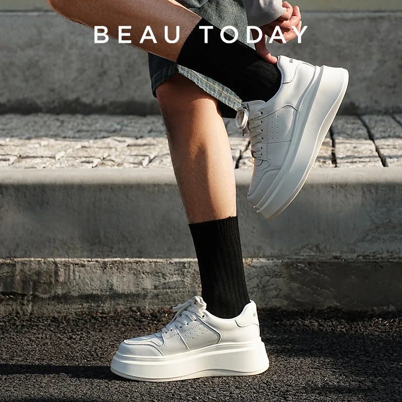 

Кроссовки унисекс BEAUTODAY, женские кроссовки из синтетической кожи, белые, на толстой подошве, на шнуровке, осенняя женская спортивная обувь больших размеров, ручная работа 29763