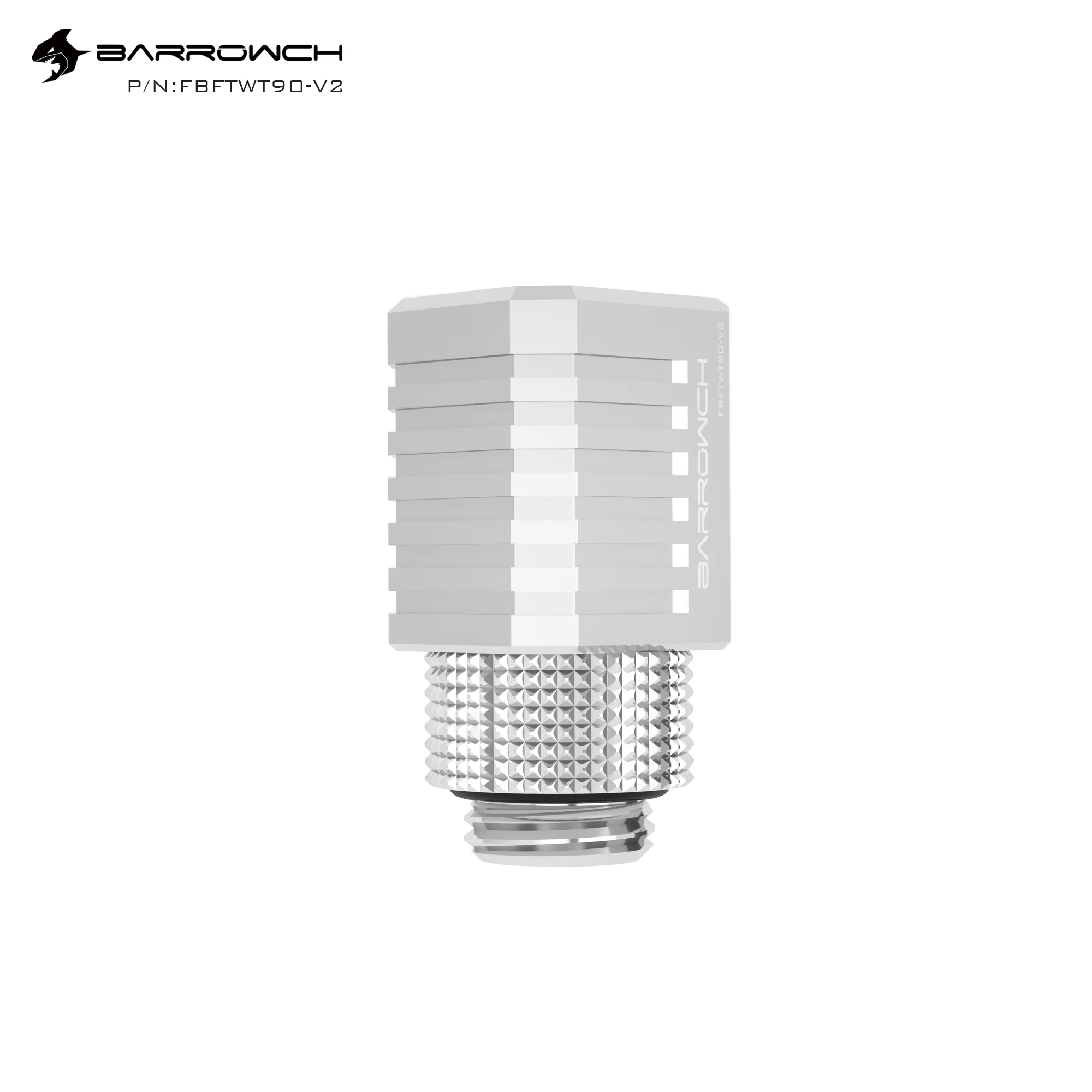 Barrowch 'G1/4'90°Rotary Adapter thread black/silver with smooth surface water cooling Adaptors Metal Male to Famale FBFTWT90-V2