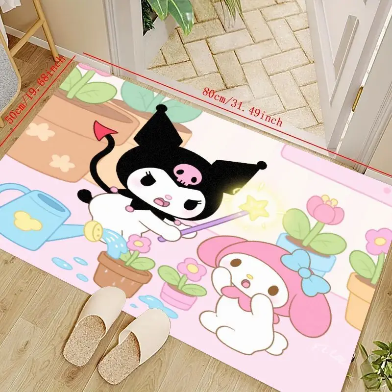 

1PC Sanrio Kuromi My Melody Kawaii Pink Floor Mat Carpet, Cute Anime Cartoon Character Area Rug for Bedroom Living Room Kids Roo