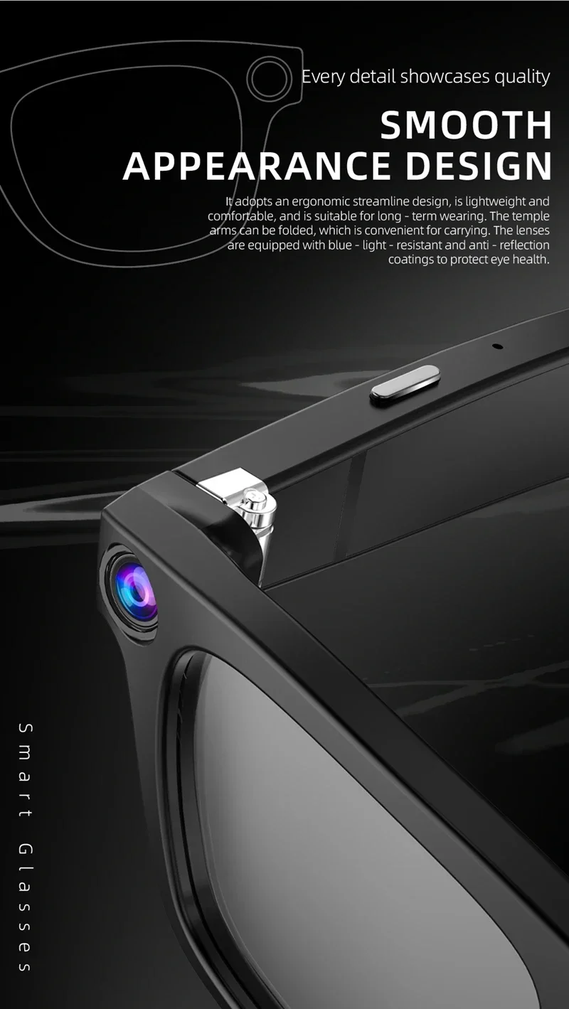 Xiaomi 800W بكسل نظارات ذكية G300 AI HD اطلاق النار تسجيل الفيديو مكالمة صوتية ترجمة نظارات عدسة فوتوكروميك