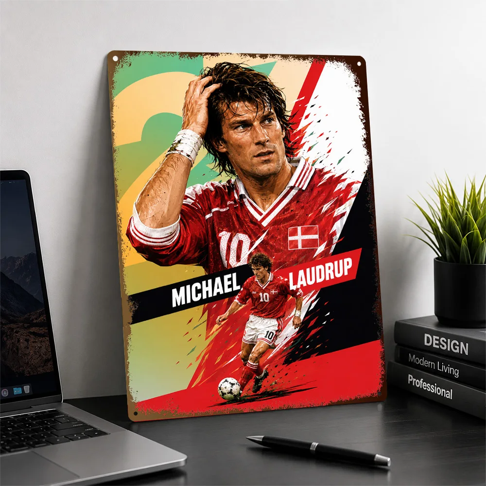 Michael Laudrup Football Printed Poster Personalized Aluminum Metal Sign Club Legacy Style Wall Art Made For Matchday Admirers