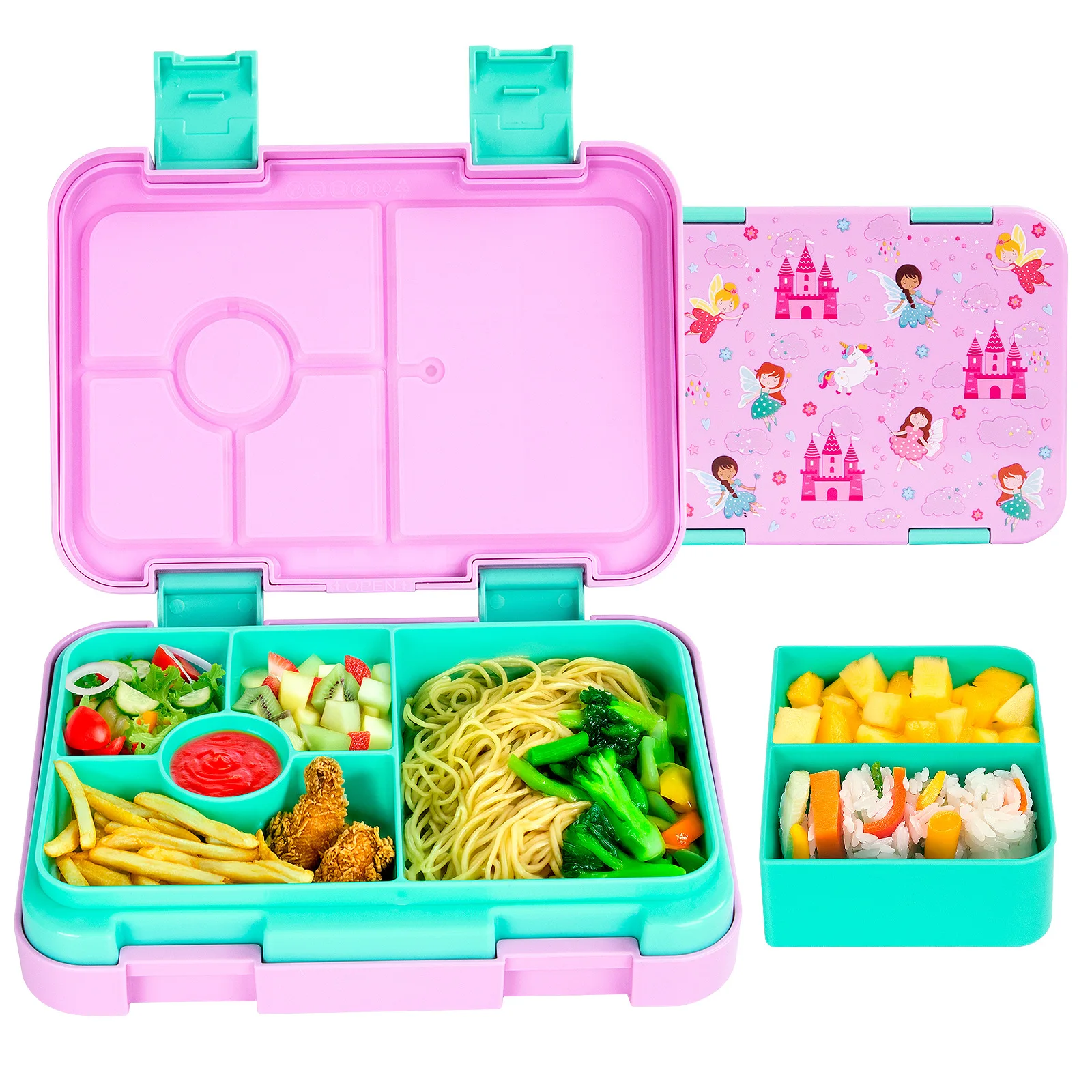 

Food Grade Portable Lunch Box Lunchbox School Microwave heating Children Cartoon Bento High-capacity Kid Double Buckle Lunch Box