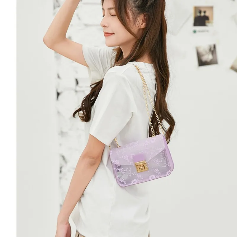 2023 New Fashion Lace Flower Small Square Bag Women Chain Shoulder Crossbody Bag Casual Mobile Phone Bag Mini Female Handbag