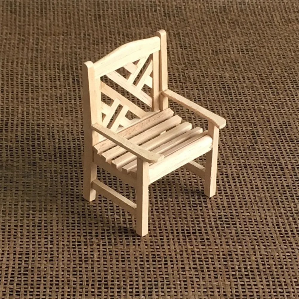 

4 Pcs Mini Wooden Beach Chair House Accessories 1/12 Adornment Furniture Kid Pretend Play Toy