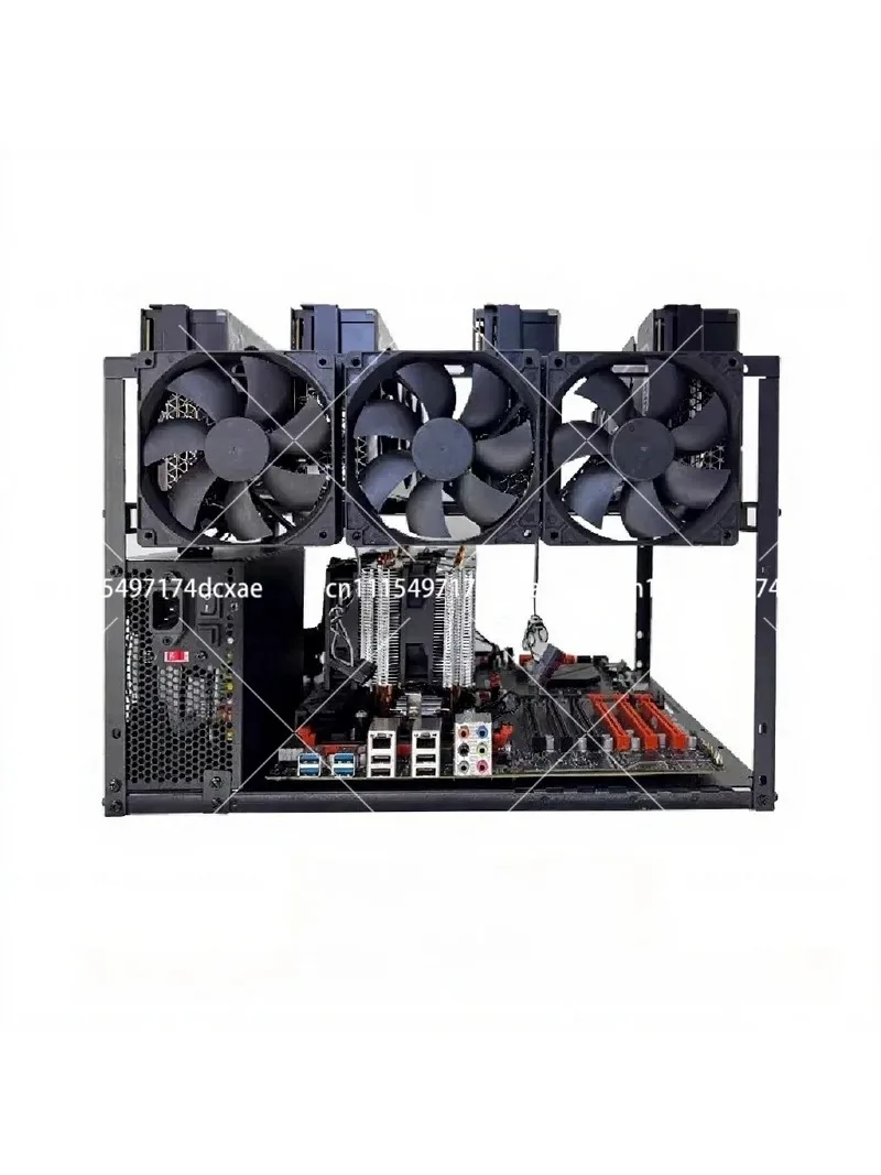 Open Air 4 GPU Mining Rig Frame Dual CPU EATX Case Rack Mountable for AI Computing