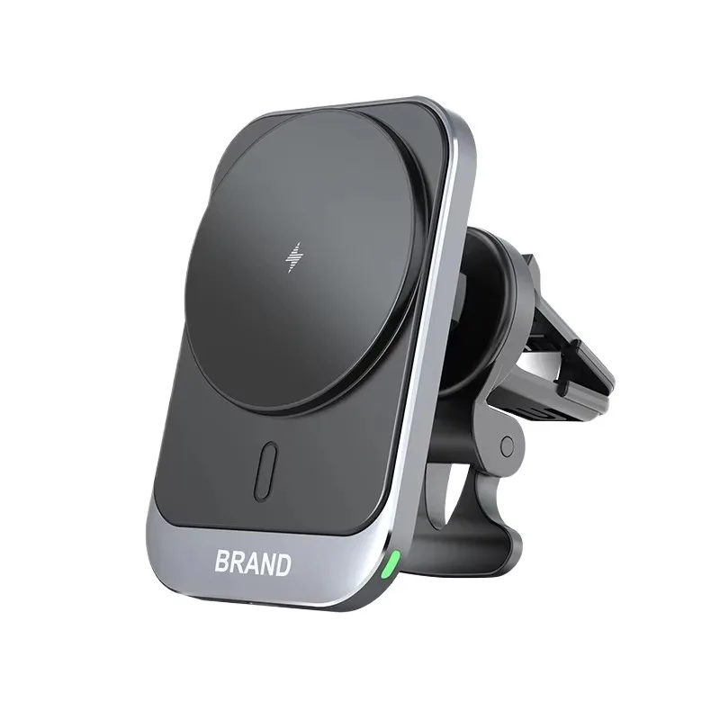 Ultra Thin 15W Magnetic Wireless Charger | ABS PC Leather Design with Strong Magnet for iPhone 12-15 | Car Phone Holder